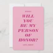 Invitation Serez-vous ma personne d'honneur ? Rose moderne (Devant)