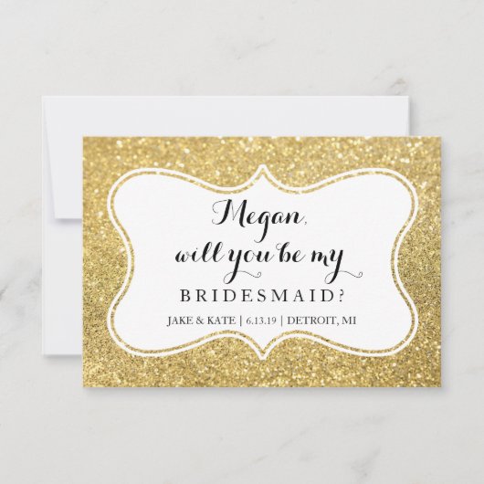 Invitation Serez-Vous Ma Porte-Mère - Glam D'Or Glittré (Devant)