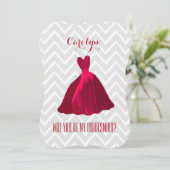 Invitation Serez-Vous Ma Porte-Mère RED GOWN A01A (Debout devant)