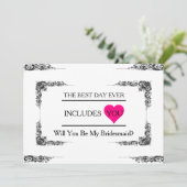 Invitation Serez-vous ma servante d'accueil au coeur rose (Debout devant)