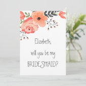 Invitation "Serez-vous ma servante d'accueil" Floral Blush (Debout devant)