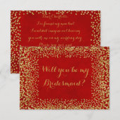 Invitation Serez-Vous Ma Servante D'Accueil Red Gold Confetti (Devant / Derrière)