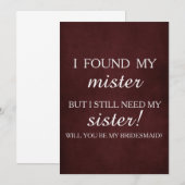 Invitation Serez-vous ma servante d'honneur ? (Devant / Derrière)