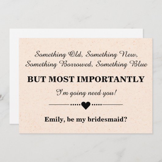 Invitation Serez-vous ma servante d'honneur ? (Devant / Derrière)