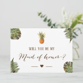 Invitation Serez-vous ma servante d'honneur - Ananas tropical (Debout devant)