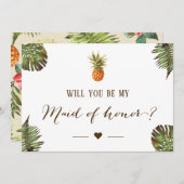 Invitation Serez-vous ma servante d'honneur - Ananas tropical (Devant / Derrière)