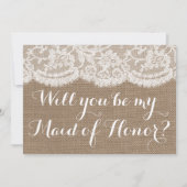 Invitation Serez-vous ma servante d'honneur ? Burlap et dente (Devant)