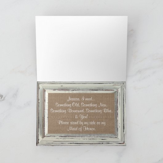 Invitation Serez-vous ma servante d'honneur ? Cadre blanc rus (Intérieur)