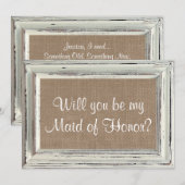Invitation Serez-vous ma servante d'honneur ? Cadre blanc rus (Devant / Derrière)