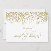Invitation Serez-vous ma servante d'honneur ? Confetti d'or (Devant)