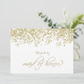 Invitation Serez-vous ma servante d'honneur ? Confetti d'or (Debout devant)