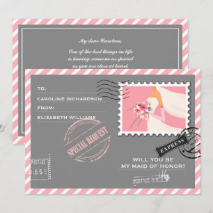 Invitation Serez-vous ma servante d'honneur ? Courrier aérien