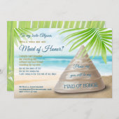Invitation Serez-vous ma servante d'honneur de Beach Wedding (Devant / Derrière)