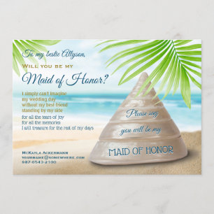 Invitation Serez-vous ma servante d'honneur de Beach Wedding