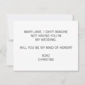 Invitation Serez-vous ma servante d'honneur Élégante calligra (Dos)