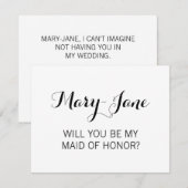 Invitation Serez-vous ma servante d'honneur Élégante calligra (Devant / Derrière)