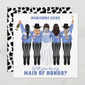 Invitation Serez-vous ma servante d'honneur ? Filles à Denim (Devant / Derrière)