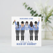 Invitation Serez-vous ma servante d'honneur ? Filles à Denim (Debout devant)