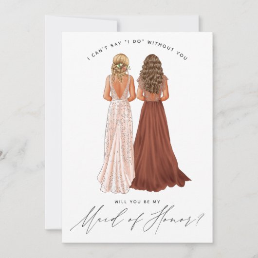 Invitation Serez-vous ma servante d'honneur ? Filles dans Gow (Devant)