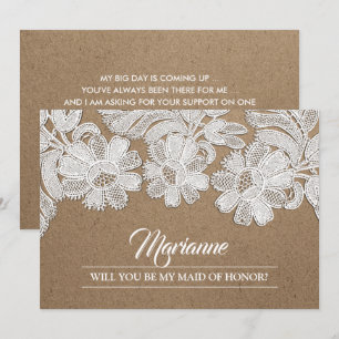 Invitation Serez-vous ma servante d'honneur ? Fleurs de dente