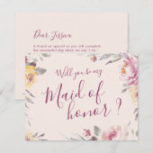 Invitation Serez-vous ma servante d'honneur jardin romantique (Devant / Derrière)