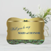 Invitation Serez-vous ma servante d'honneur ? Peacock Or Pers (Debout devant)