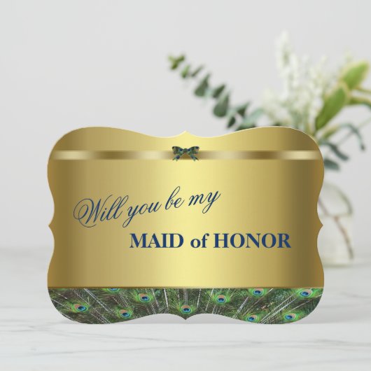 Invitation Serez-vous ma servante d'honneur ? Peacock Or Pers (Debout devant)