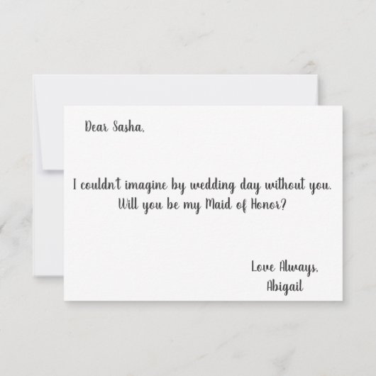 Invitation Serez-vous ma servante d'honneur| Proposition (Dos)
