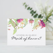 Invitation Serez-vous ma servante d'honneur rose boho Floral (Debout devant)