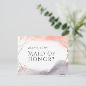 Invitation Serez-vous ma servante d'honneur rose d'or géométr (Debout devant)