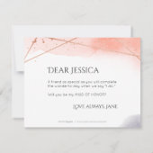 Invitation Serez-vous ma servante d'honneur rose d'or géométr (Dos)