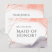 Invitation Serez-vous ma servante d'honneur rose d'or géométr (Devant / Derrière)