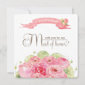 Invitation Serez-vous ma servante d'honneur ? Rose romantique (Devant)