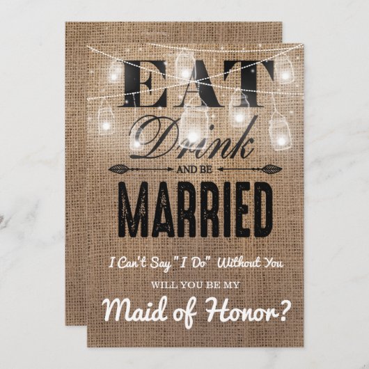 Invitation Serez-vous ma servante d'honneur ? | Sirène Rustiq (Devant / Derrière)