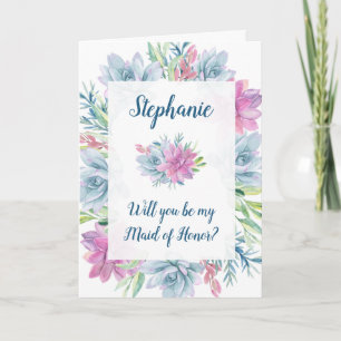 Invitation Serez-vous ma servante d'honneur - Succulents