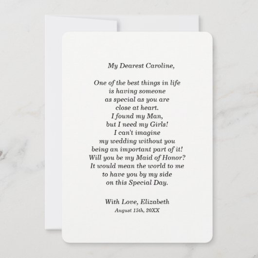 Invitation Serez-vous ma servante d'honneur ? Tournesol rusti (Dos)