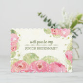 Invitation Serez-vous ma servante Jr Bridesmaid ? Rose romant (Debout devant)
