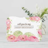 Invitation Serez-vous ma servante Jr Bridesmaid ? Rose romant (Debout devant)