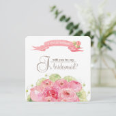 Invitation Serez-vous ma servante Jr Bridesmaid ? Rose romant (Debout devant)