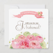 Invitation Serez-vous ma servante Jr Bridesmaid ? Rose romant (Devant)
