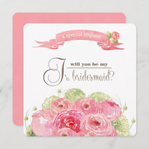 Invitation Serez-vous ma servante Jr Bridesmaid ? Rose romant