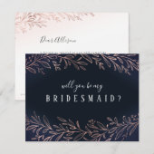 Invitation Serez-vous ma servante rose d'or marine botanique (Devant / Derrière)
