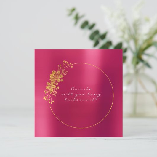 Invitation Serez-Vous Ma Serveuse D'Accueil En Or Raspberry C (Debout devant)