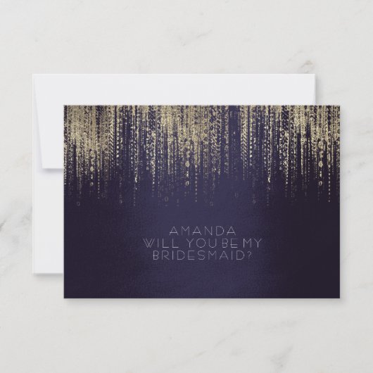 Invitation Serez-Vous Ma Serveuse D'Accueil Gold Rain Navy (Devant)