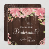 Invitation Serez-vous ma serveuse d'honneur chic floral rusti (Devant / Derrière)