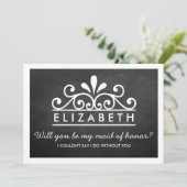 Invitation Serez-vous ma témoin? Couronne tableau noir (Debout devant)