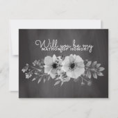 Invitation Serez-vous ma témoin | Tableau noir floral (Devant)