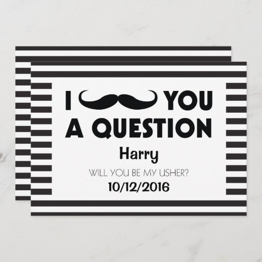 Invitation Serez-Vous Mes Moustaches Noires Usher (Devant / Derrière)