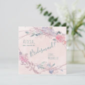 Invitation Serez-vous mes roses d'aquarelle blush (Debout devant)