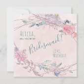 Invitation Serez-vous mes roses d'aquarelle blush (Devant)